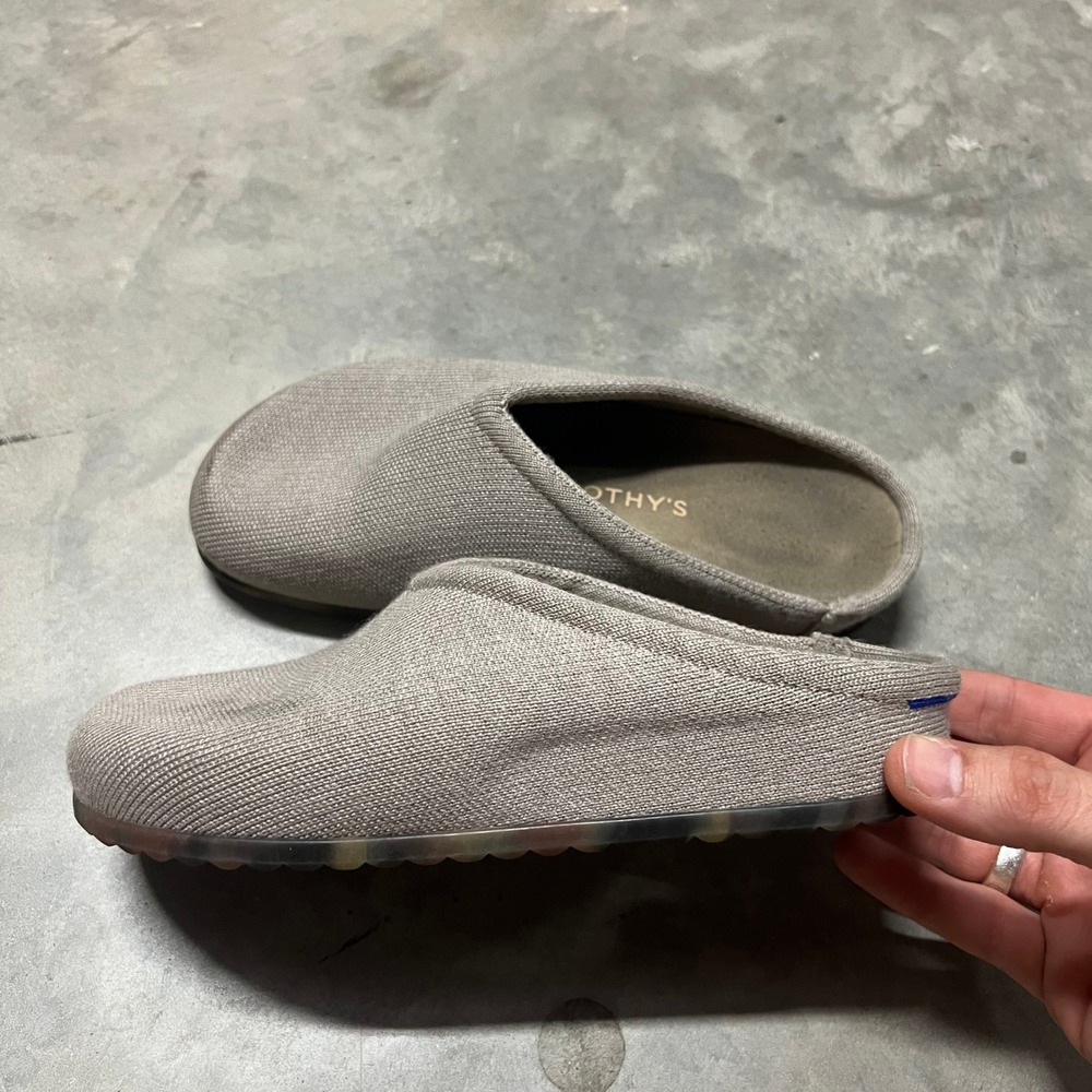 Rothys The Casual Clog Sesame Beige Knit Tortoise Sole Slip On Dove Womens 7